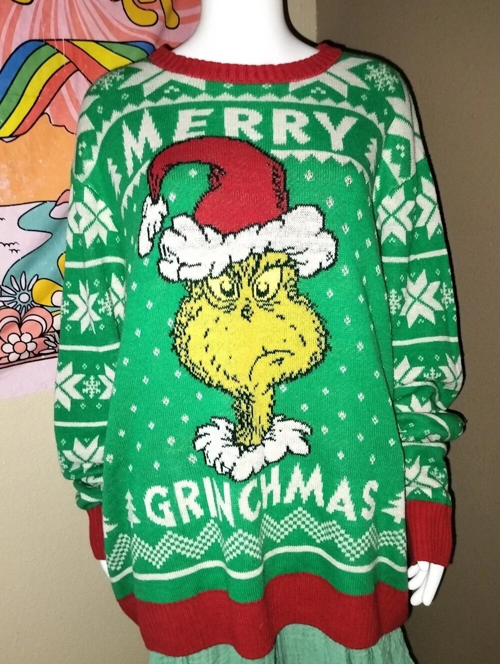 Dr. Seuss The Grinch Merry Grinchmas ugly Christmas Sweater Sz